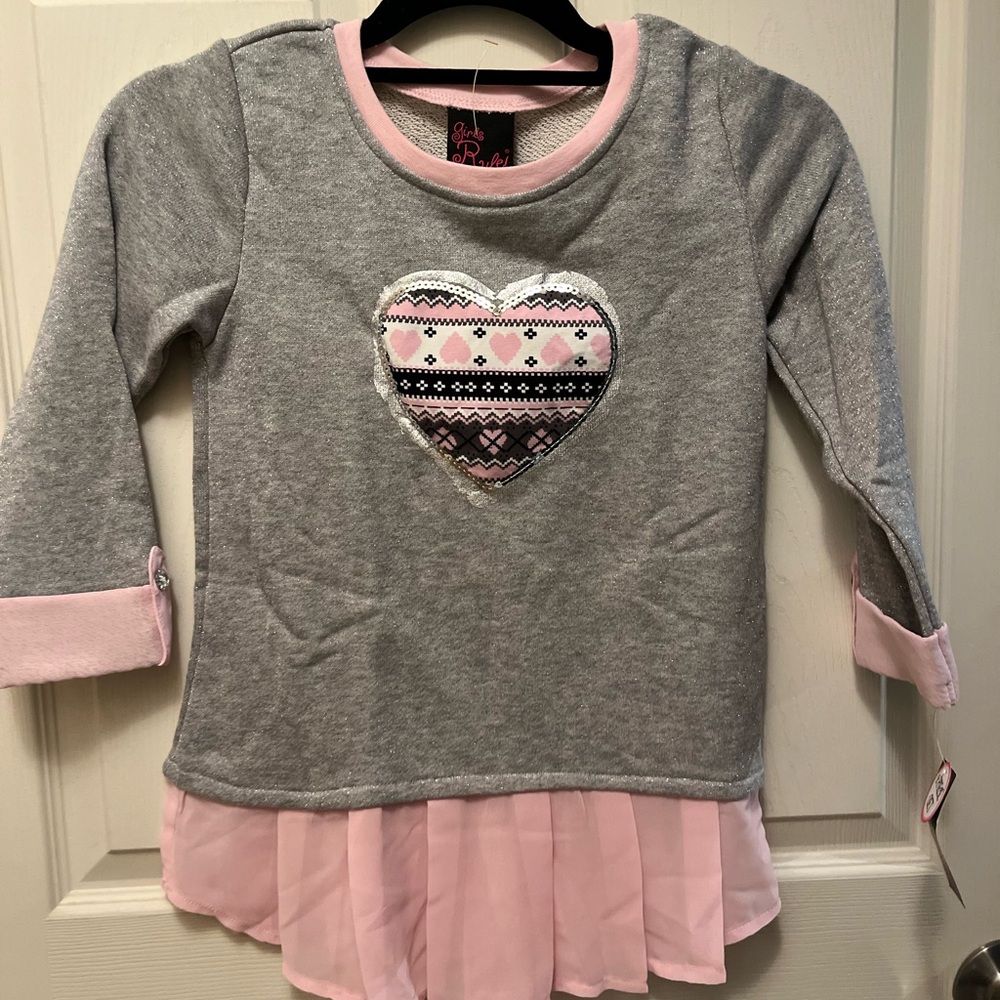 Charming Heart Pattern Kids Sweater Set